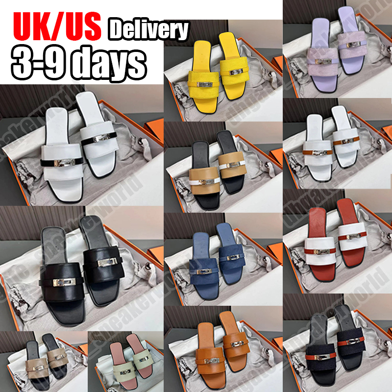 Designer Sandals Women Slides Fashion Summer Beach Casual Riveted Slippers Genuine leather Luxury Sandals Flat with Slippers black white pink size 35-42