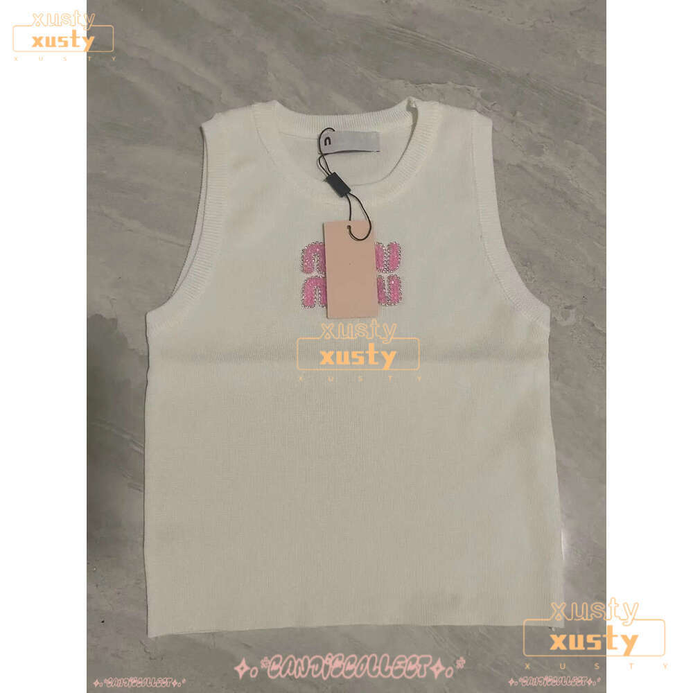 miu Womens designer clothes t shirts women sexy halter mius tops party crop embroidered tank spring summer backless miulys top cd