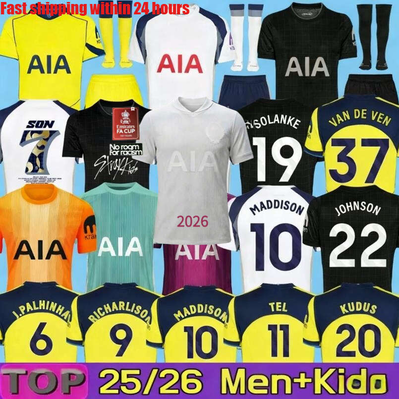 25 26 Fan Version MADDISON SON WERNER Soccer Jerseys2025 2026 KULUSEVSKI 2026 VELIZ VAN DE VEN Football Kits Shirts Men Kids Goalkeeper Pre Match Tottenham hotpsur