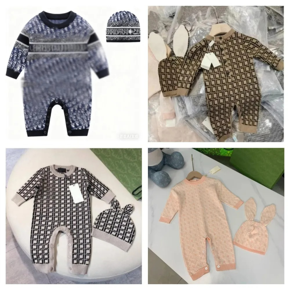 Fashion Baby Boys Girls Rompers Kids Designer Embroidery Long Sleeve Jumpsuit Newborn Romper Kids Clothing Jumpsuits Rompers