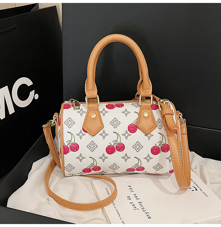 High-end small-batch women's 2026 new style vintage flower fashion print crossbody bag cylinder bag handbag pillow bag