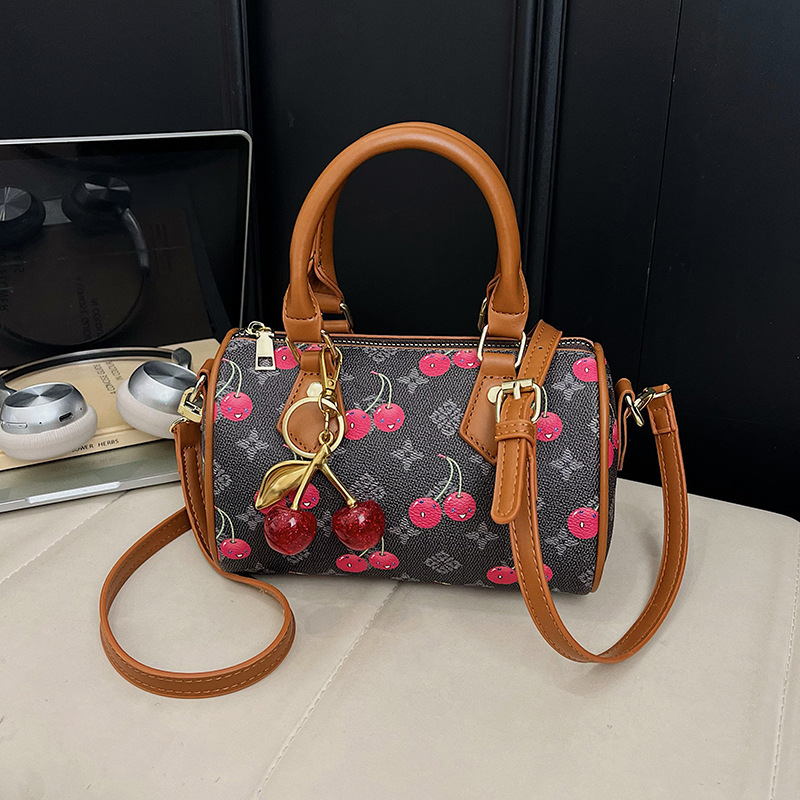 High-end small-batch women's 2026 new style vintage flower fashion print crossbody bag cylinder bag handbag pillow bag