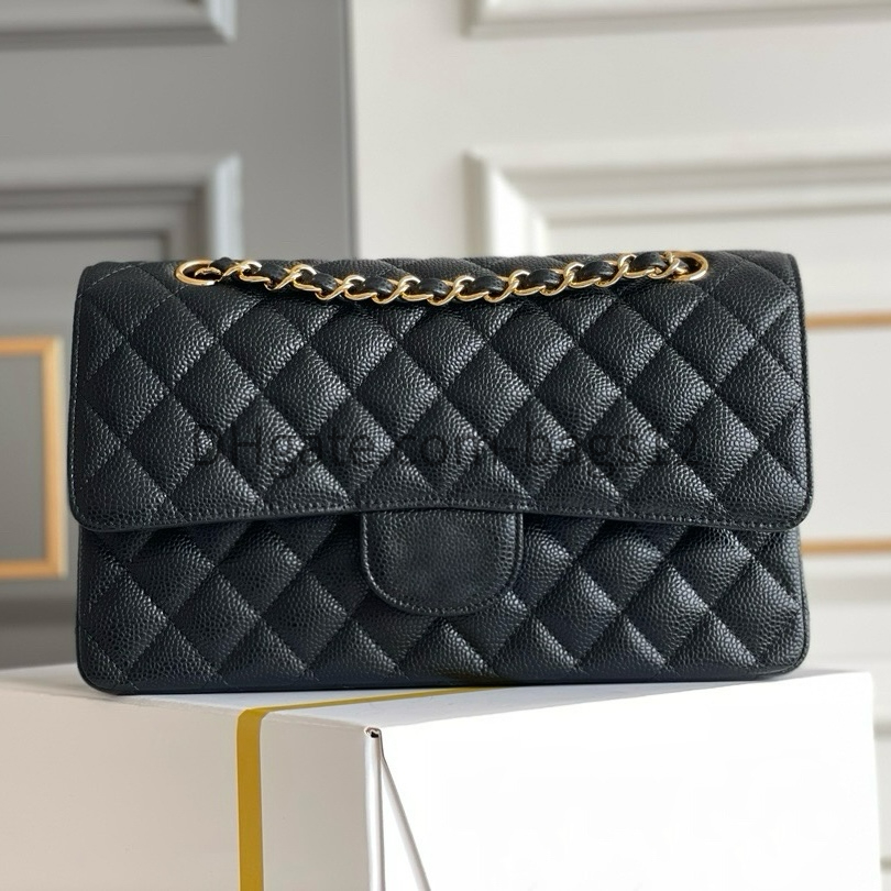 10A Designer Bag Mirror Quality Double Flap Shoulder Bag CF Crossbody Bag 25cm 30cm Genuine Leather Caviar Sheepskin Classic All Black Purse Quilted Handbag with Box