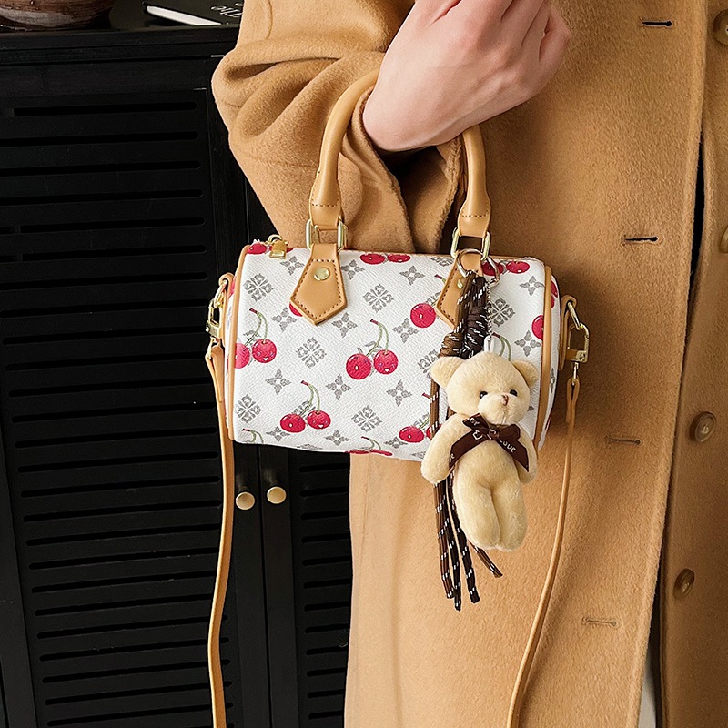 High-end small-batch women's 2026 new style vintage flower fashion print crossbody bag cylinder bag handbag pillow bag