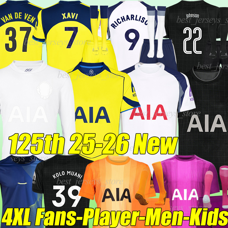 4XL 1901-2026 125th TOT Soccer Jerseys KOLO MUANI XAVI RICHARLISON J.PALHINHA JOHNSON VAN DE VEN SOLANKE KUDUS TEL ROMERO VICARIO men kids kit socks set Football shirts