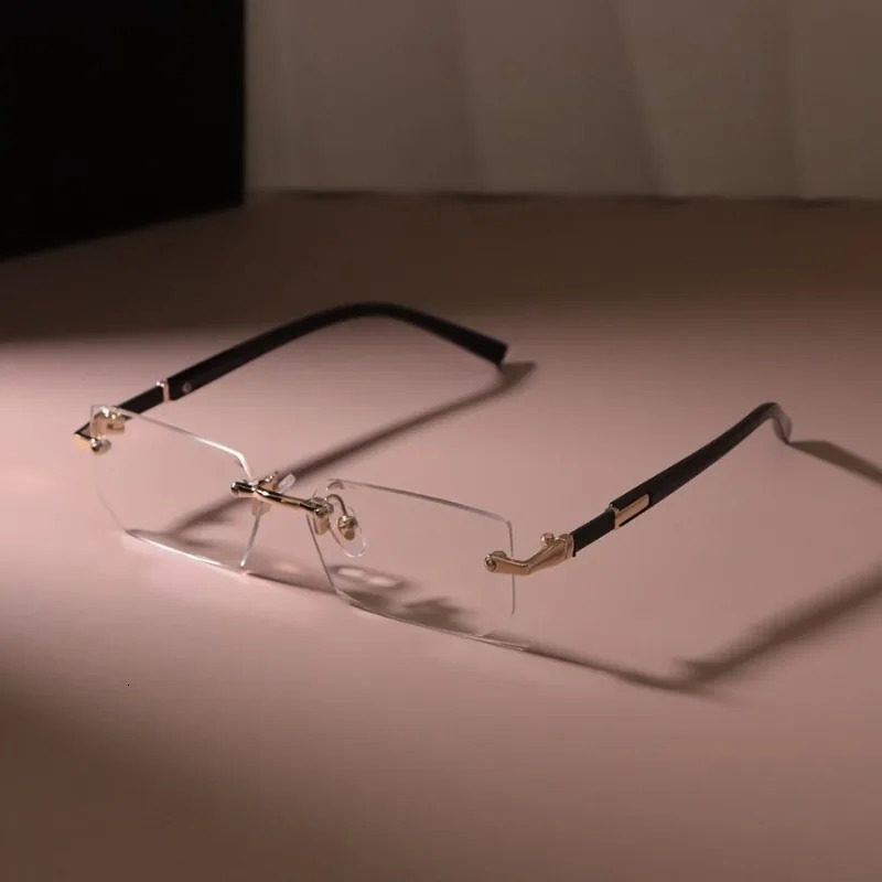 Chic Rectangle Glasses for Men Chic Rimless Rectangle Glasses for Men Women - Vintage-Inspired Clear Lens Zinc Alloy Frame 260106