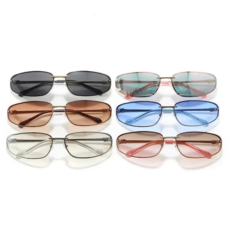 Sunglasses Woman 2025 Oval Rimless Y2K Sunglasses Retro Premium Look Sunglasses Outdoor Cycling Driving Glasses 260109
