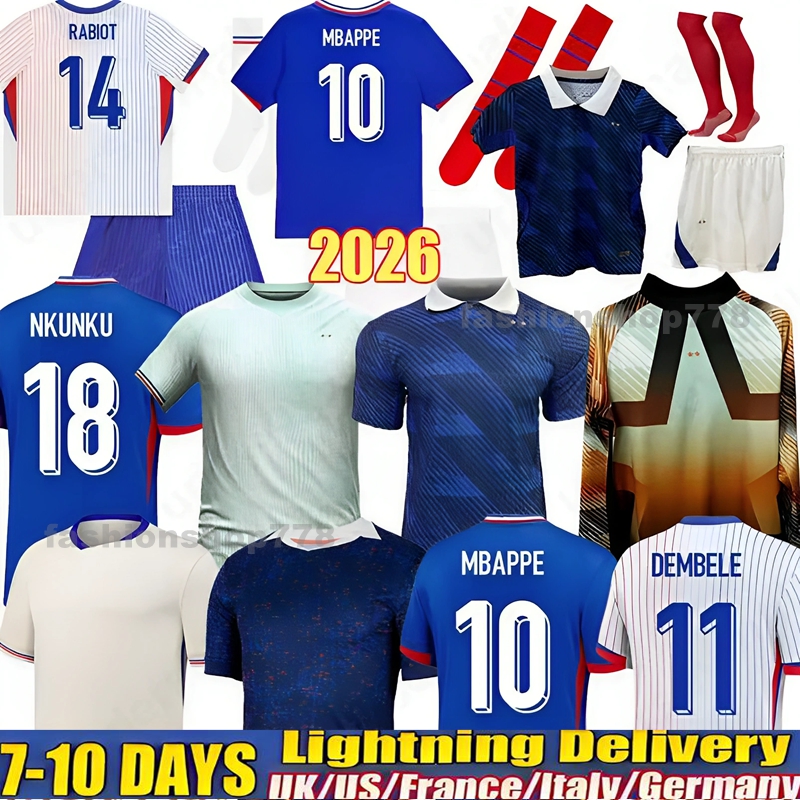 2026 Club Full Sets French Jersey World Cup Soccer Jerseys 2025 2027 GIROUD MBAPPE GRIEZMANN SALIBA Maillot De Foot Equipe Maillots Kids Kit Women Men Football Shirt