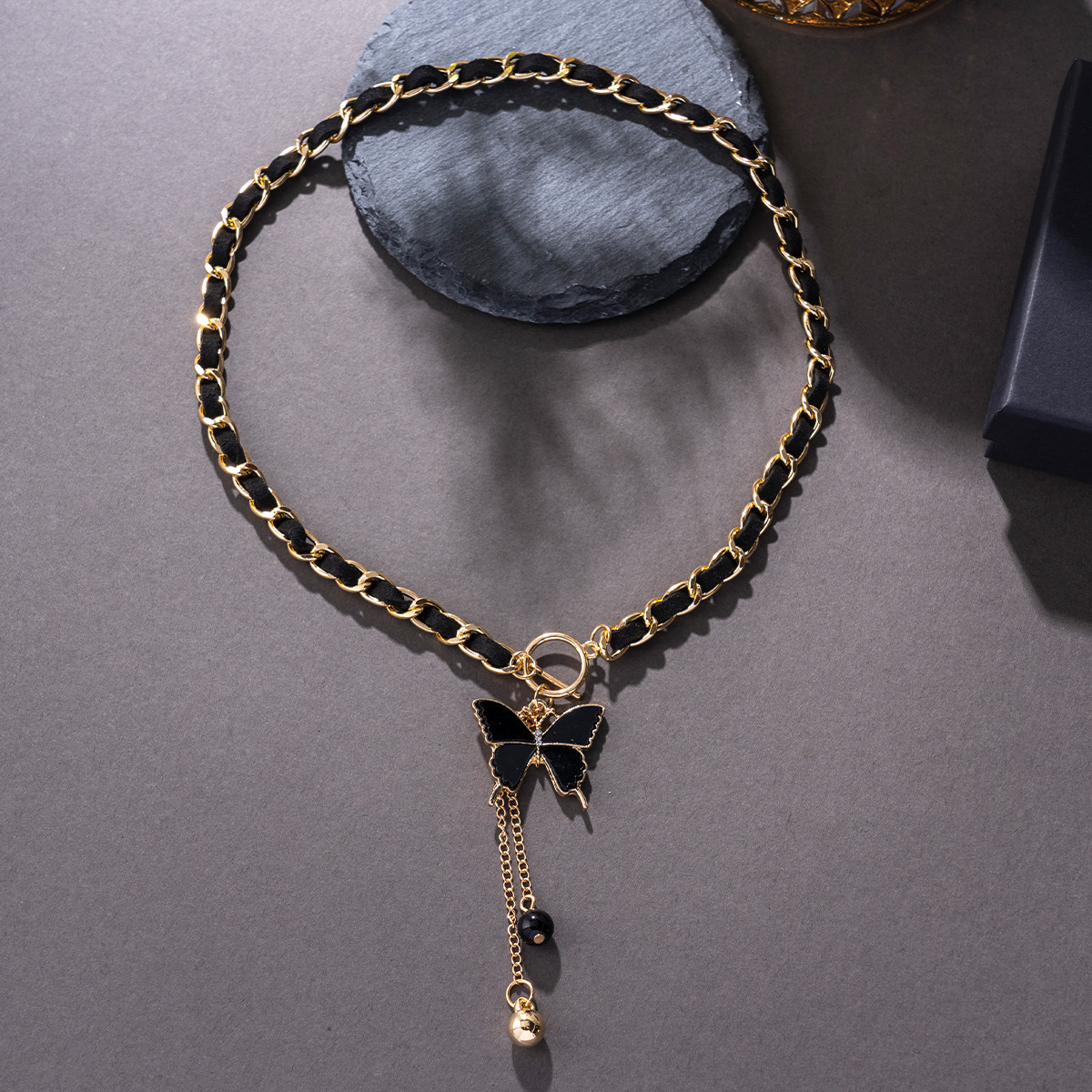 Luxury Brand Designer Jewelry Luxury Brand Designer Jewelry European And American Neck Chain Jewelry Tassel Velvet Black Wrapped Bow Choker Pendant Wo