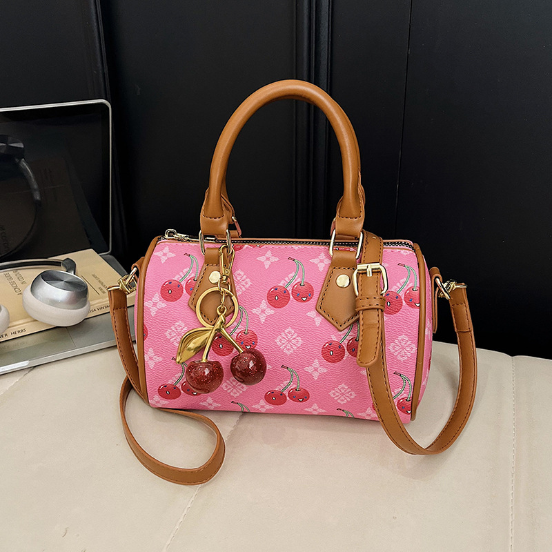 High-end small-batch women's 2026 new style vintage flower fashion print crossbody bag cylinder bag handbag pillow bag