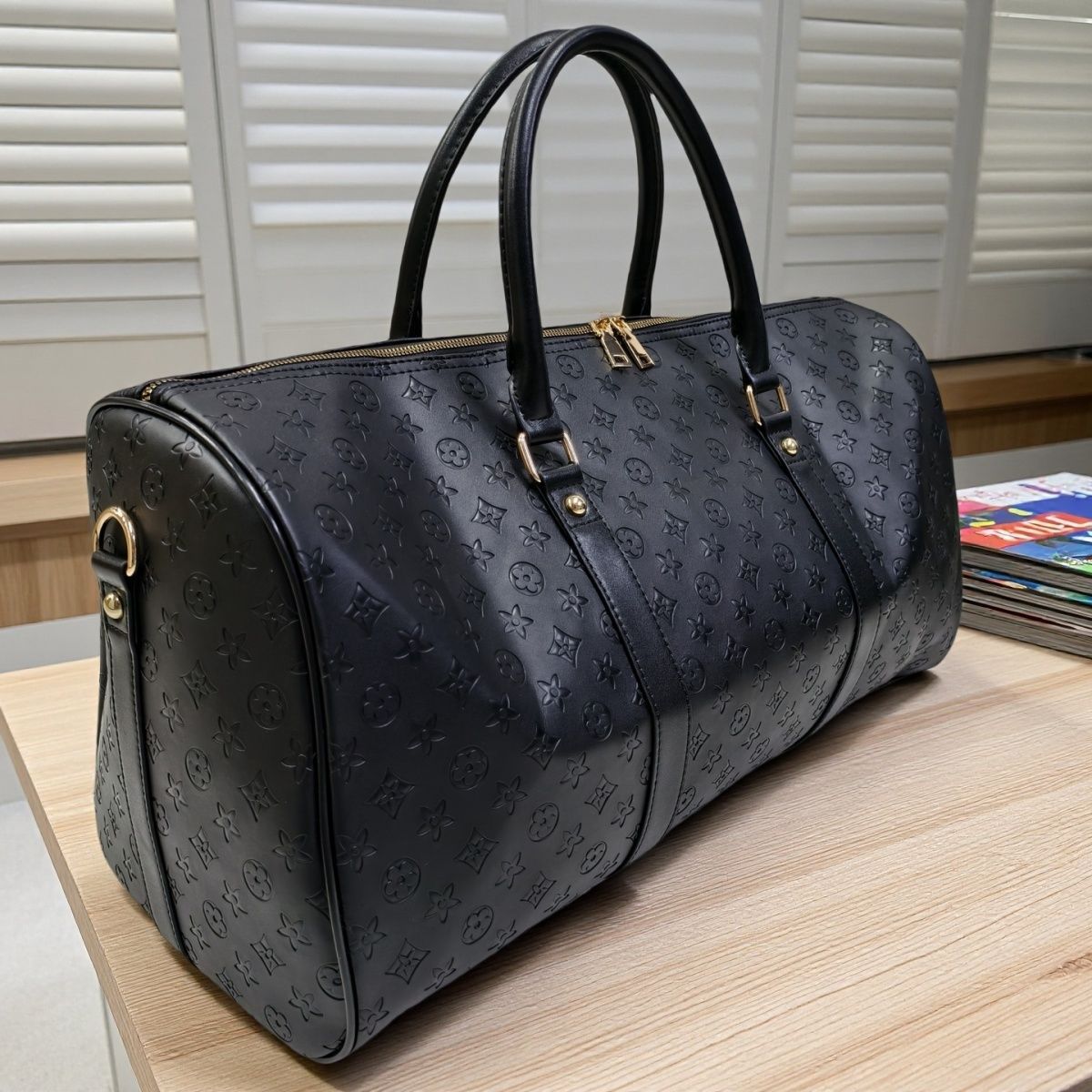 2026 New Design Fashion Embossed Travel Bag Business Short Long Trip Large Capacity Luggage Bag Fitness Tote Extra Large Black Unisex Free Shipping