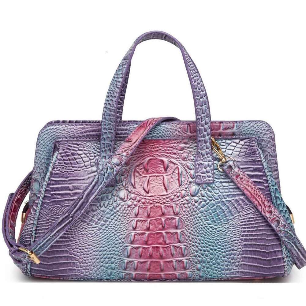 European and American Retro Middle Eastern Cross-Border Amazon Independent Station Handheld Crossbody Women's Bag Multi-Color Crocodile Pattern B