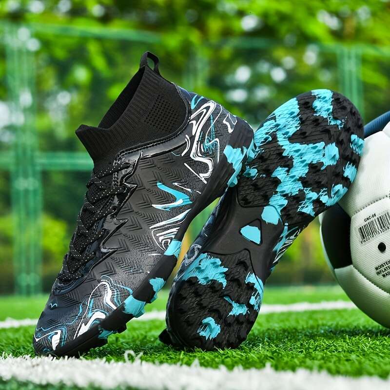 ZULINNA Men S Lightweight Professional Soccer Cleats Turquoise Purple Gradient Design Durable PU Upper Rubber Sole Lace Up Training Shoes For Football