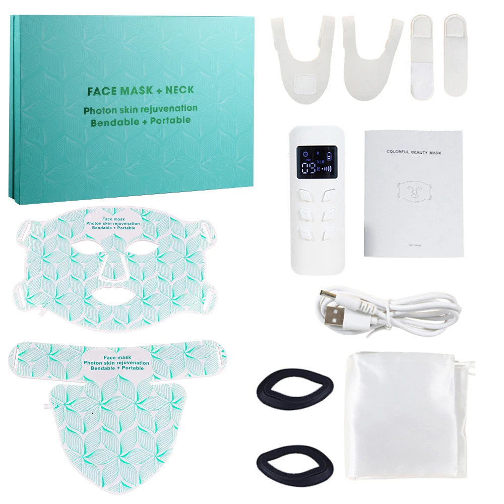 7 Colors Infrared LED Face Mask and Neck Red Light Therapy Anti Aging Wrinkle Acne Pore Oil Control Skin Tighten Whiten 260104