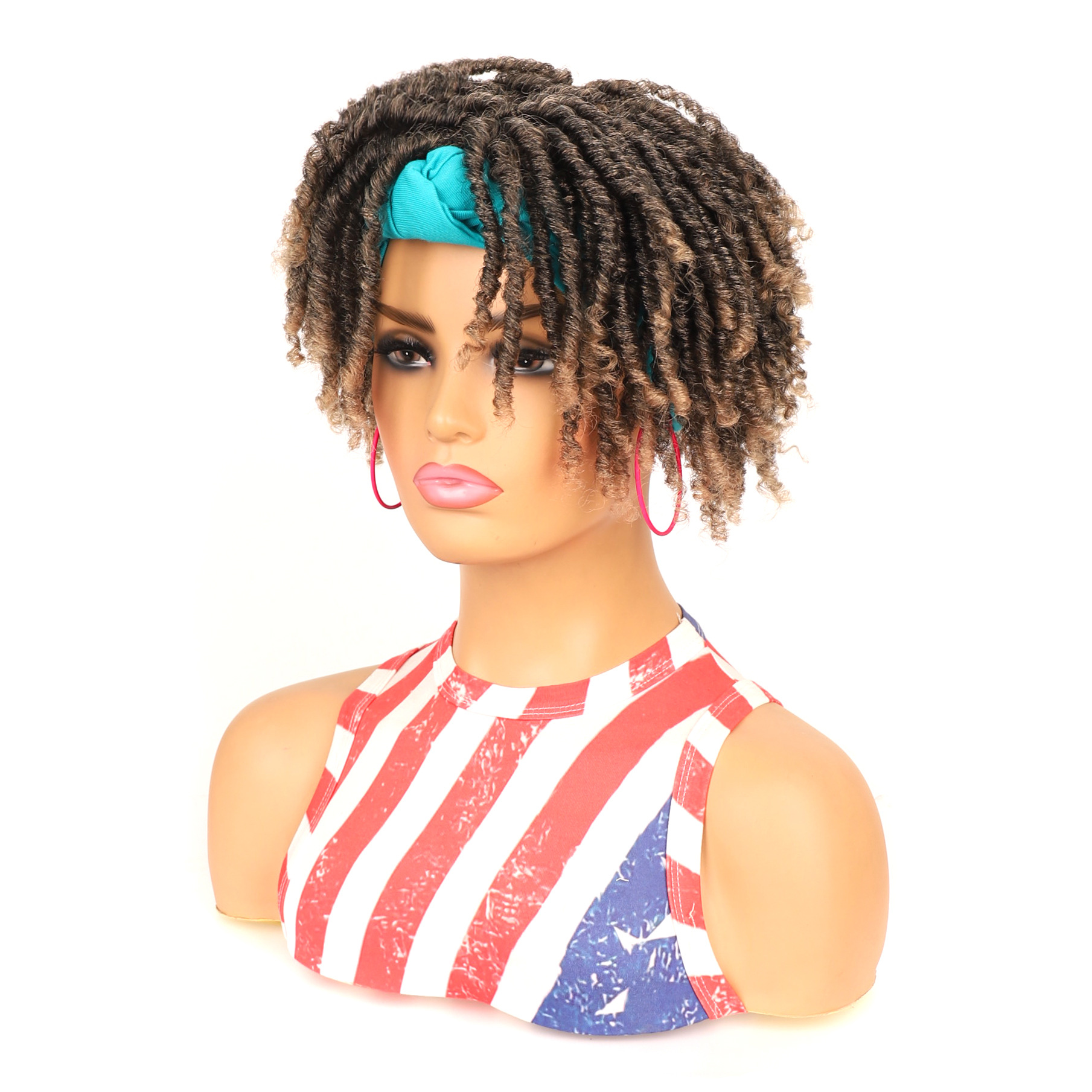 Black Curly Headband Wig For Black Women Curly Half Wigs With Headband Attached Synthetic Wrap Wigs For Daily Use