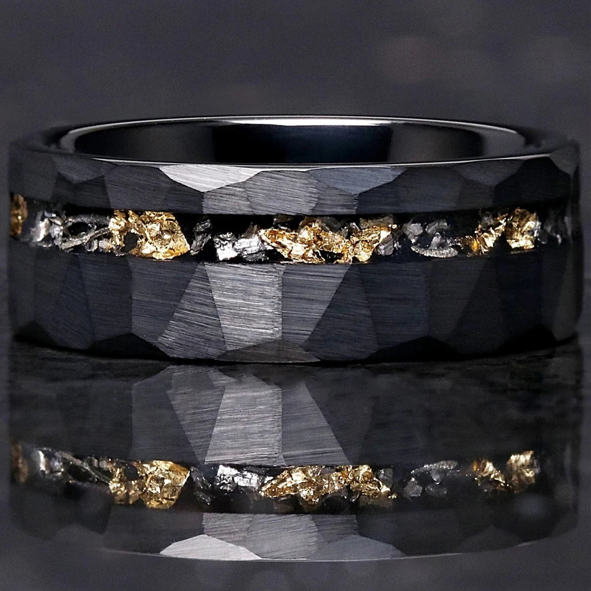 8MM Blcak Meteorite tungsten ring anillos bague homme pareja de compromiso fashion jewelry Mens wedding bands engagement rings 260104
