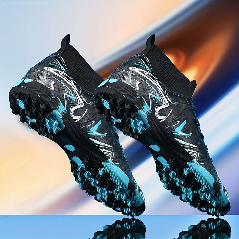 ZULINNA Men S Lightweight Professional Soccer Cleats Turquoise Purple Gradient Design Durable PU Upper Rubber Sole Lace Up Training Shoes For Football