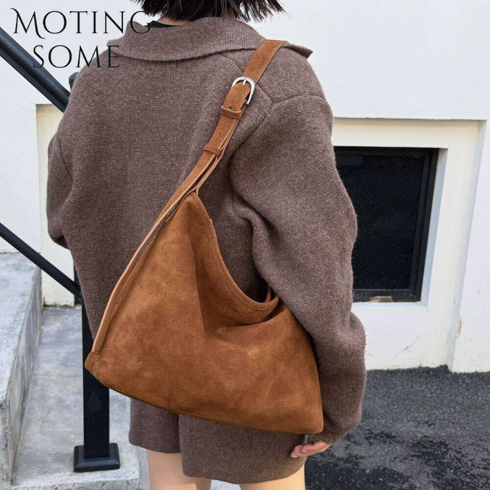 Luxury shoulder bag Hobo brand dynamic natural soft suede leather women's large capacity handbag large armpit crossbody bag wallet casual new SEN