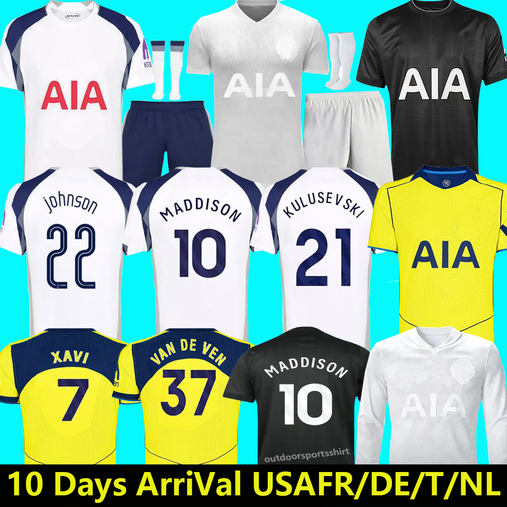 4XL 24/25/26 TOT JOHNSON Soccer Jerseys 25 winners MADDISON SON KULUSEVSKI SARR RICHARLISON PEDRO PORRO TEL ODOBERT BENTANCUR men kids kit socks set Football