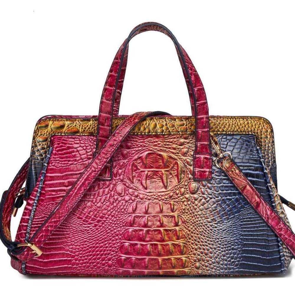European and American Retro Middle Eastern Cross-Border Amazon Independent Station Handheld Crossbody Women's Bag Multi-Color Crocodile Pattern B