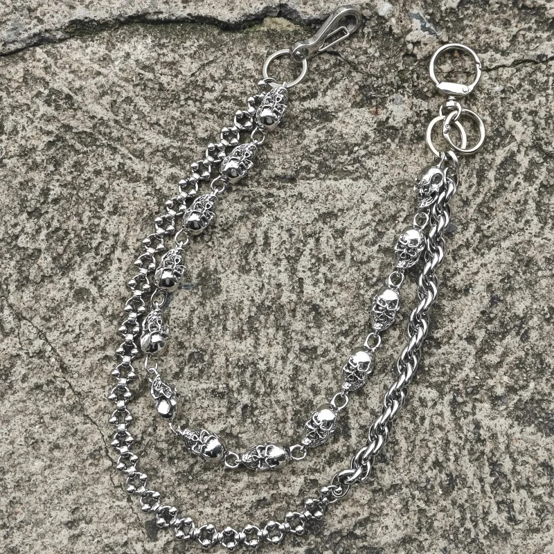 Original DIY Skull Pants Chain Stainless Steel Round Beads Combination Locomotive Chain Punk Men And Women Accessories 260107