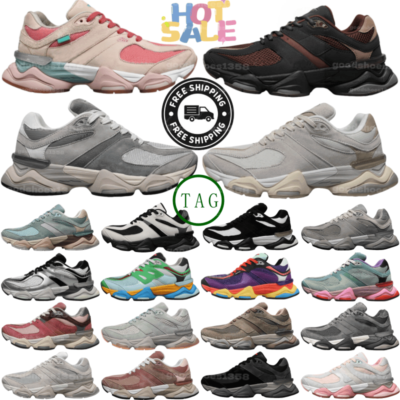 Free shipping designer shoes 9060 suede vintage running shoes men women outdoor sports shoes net surface ventilation wear resistant non slip black grey white pink