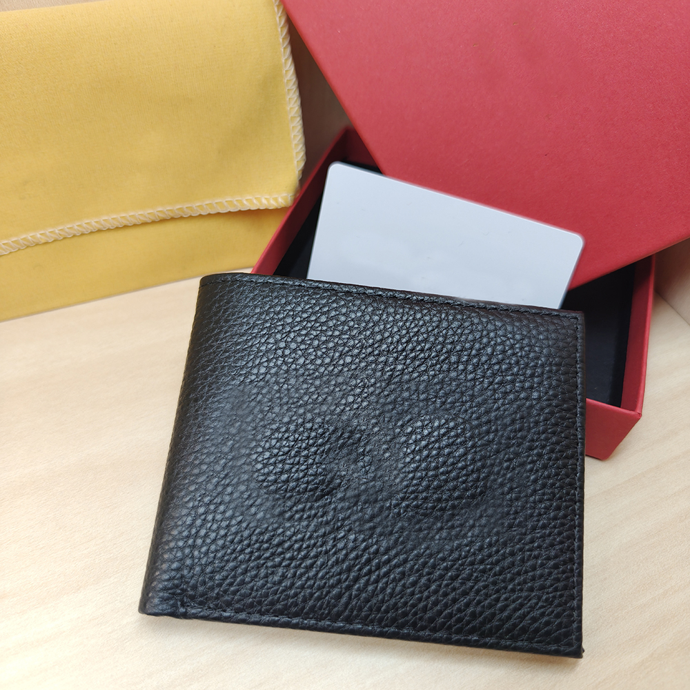 Luxury wallet brand designer cardholder men's leather wallet with granular pattern style and box ultra-thin handmade handbag