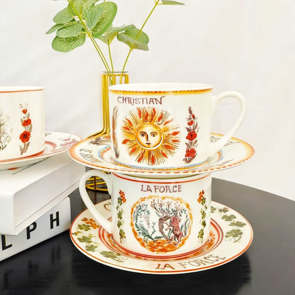 2 Set European Ceramics Coffee Cups Plates Milk Mug Espresso Cup Household Afternoon Teacup Suit Bone China Giftate Gift Box