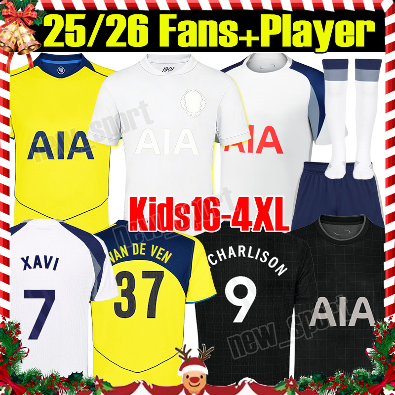 4XL 25/26 XAVI Soccer Jerseys MADDISON RICHARLISON J.PALHINHA JOHNSON ROMERO SOLANKE VAN DE VEN KULUSEVSKI VICARIO 2025 2026 TOT men kids kit socks set Football shirts