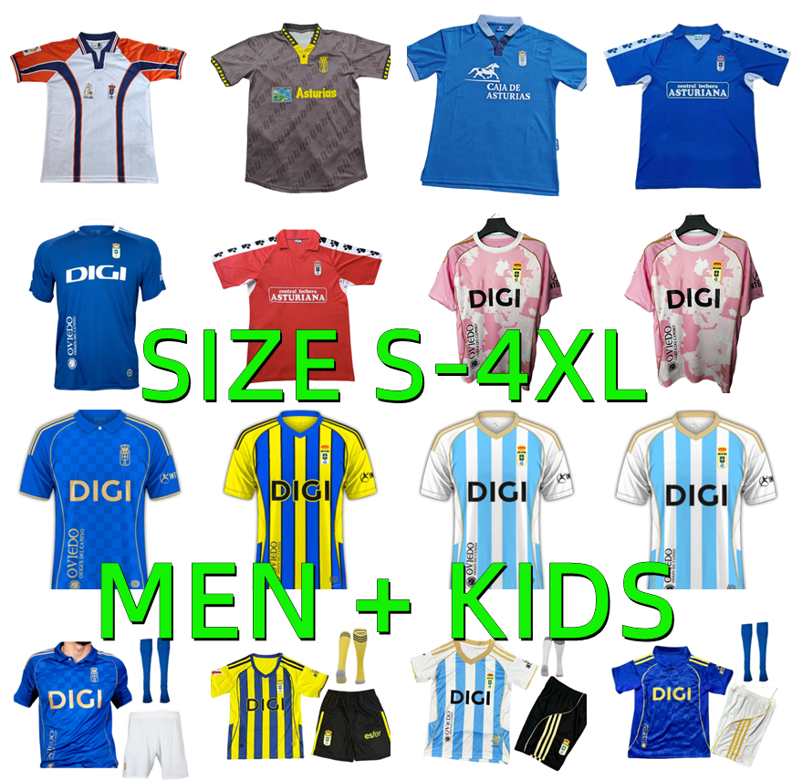XXXL 4XL 25 26 Real Oviedo Soccer Jerseys 2025 2026 1990 1991 1995 1996 Retro CAZORLA maillots de foot HUGO ALEMAO SEOANE MOYANO DUBOVSKY Football Shirts Men kids kits