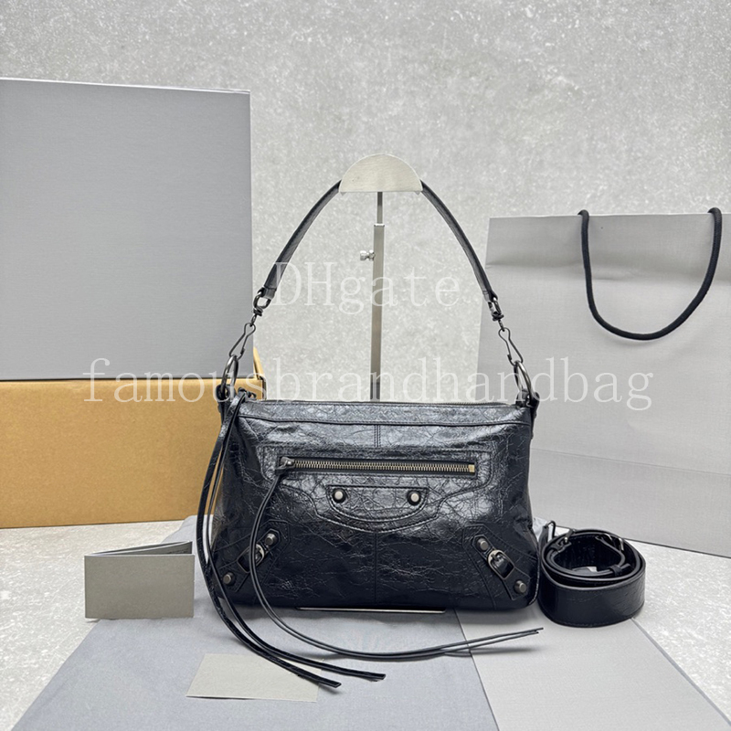 Master quality Small City Moto Shoulder bag 29CM Designer Crossbody bag Oil wax leather City handbag With Box BC846188A