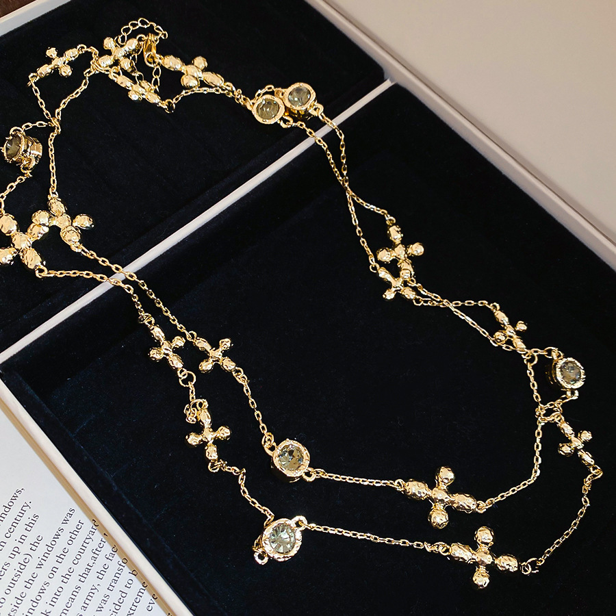 Tiger Eye Stone Flower Pearl Simple Fashion Elegant Versatile Sweater Chain Light Luxury High-End Sense Necklace for Women - view 8