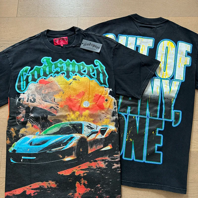 Designer Men's T-shirt High Quality American Retro T-shirt Y2K High Street Washed Short-sleeved Round Neck Graphic Printed Short-sleeved Cotton Casual Loose T-shirt