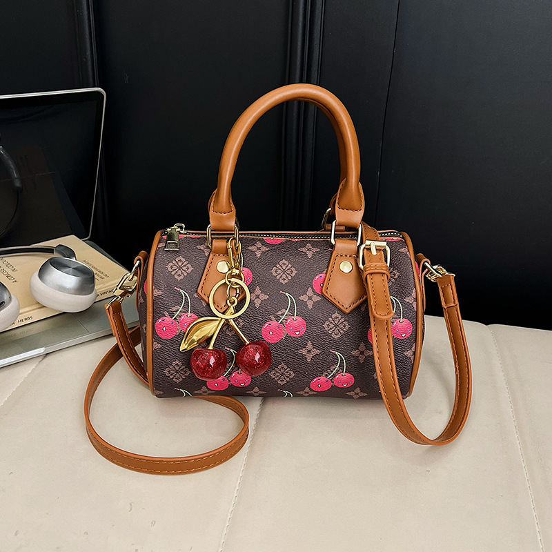 High-end small-batch women's 2026 new style vintage flower fashion print crossbody bag cylinder bag handbag pillow bag
