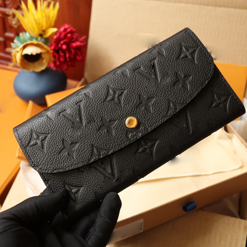 Black zipper Designer Wallets Women High Quality Genuine pu Leather Men Ladies Long Purse purses Checked Emed Flowers Small Wallet bag high quality