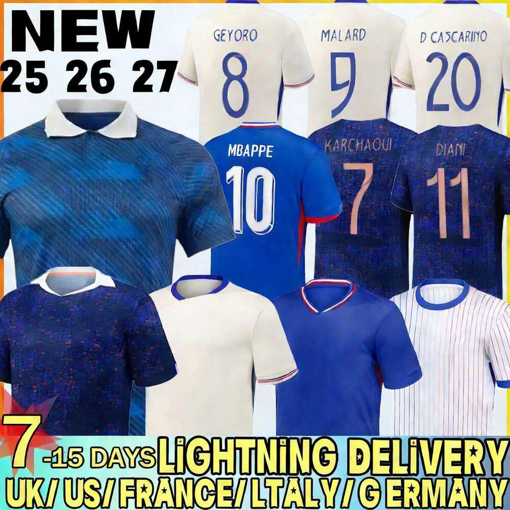 France Jersey 2026 World Cup French Soccer Jereys Final BENZEMA GIROUD GRIEZMANN SALIBA PAVARD KANTE POGBA THURAM 25 26 27 Maillot De Foot Equipe Football Shirt Kids