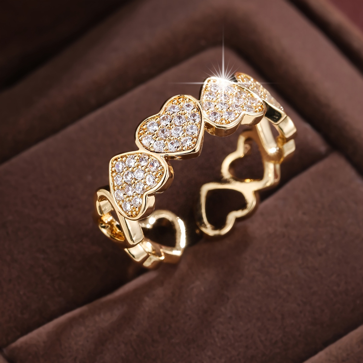 Luxury Brand Designer Jewelry Light Luxury High-End European And American Commuting Fashion Heart Ring Open Ring Inlaid Zircon Women's Ring