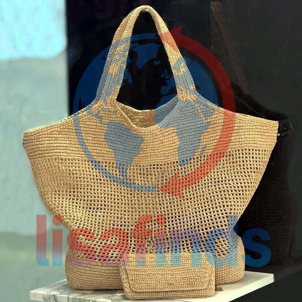 Designer Fashion Raffias Straw Shoulder Bags Luxury Handbags Womens Large Capacity Beach Bag 3 Color Luxuries Top Quality Genuine Leather Tote With Metal Letter