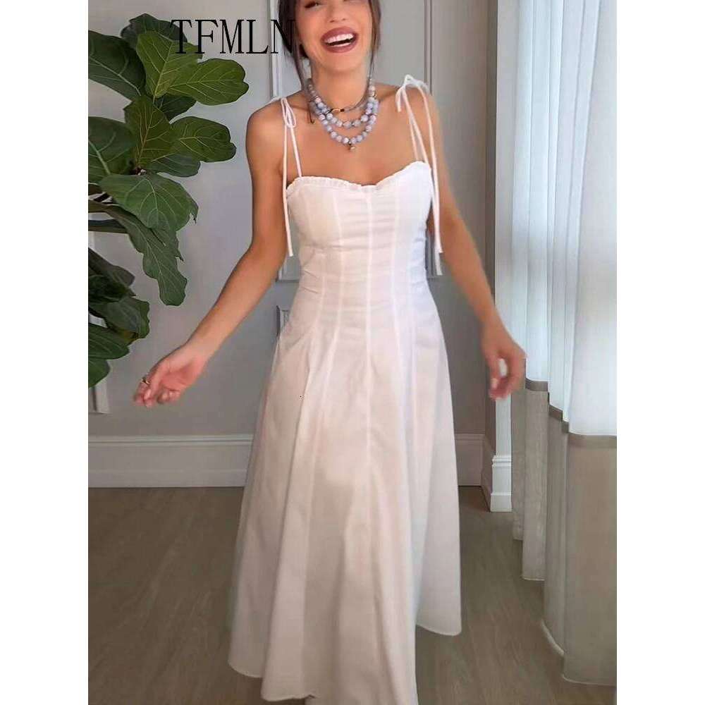 TFMLN 2025 Elegant Women Tierred Strap Long Dresses Summer Sweetheart Collar Sleeveless Party Sexy Slim Date Night Dress