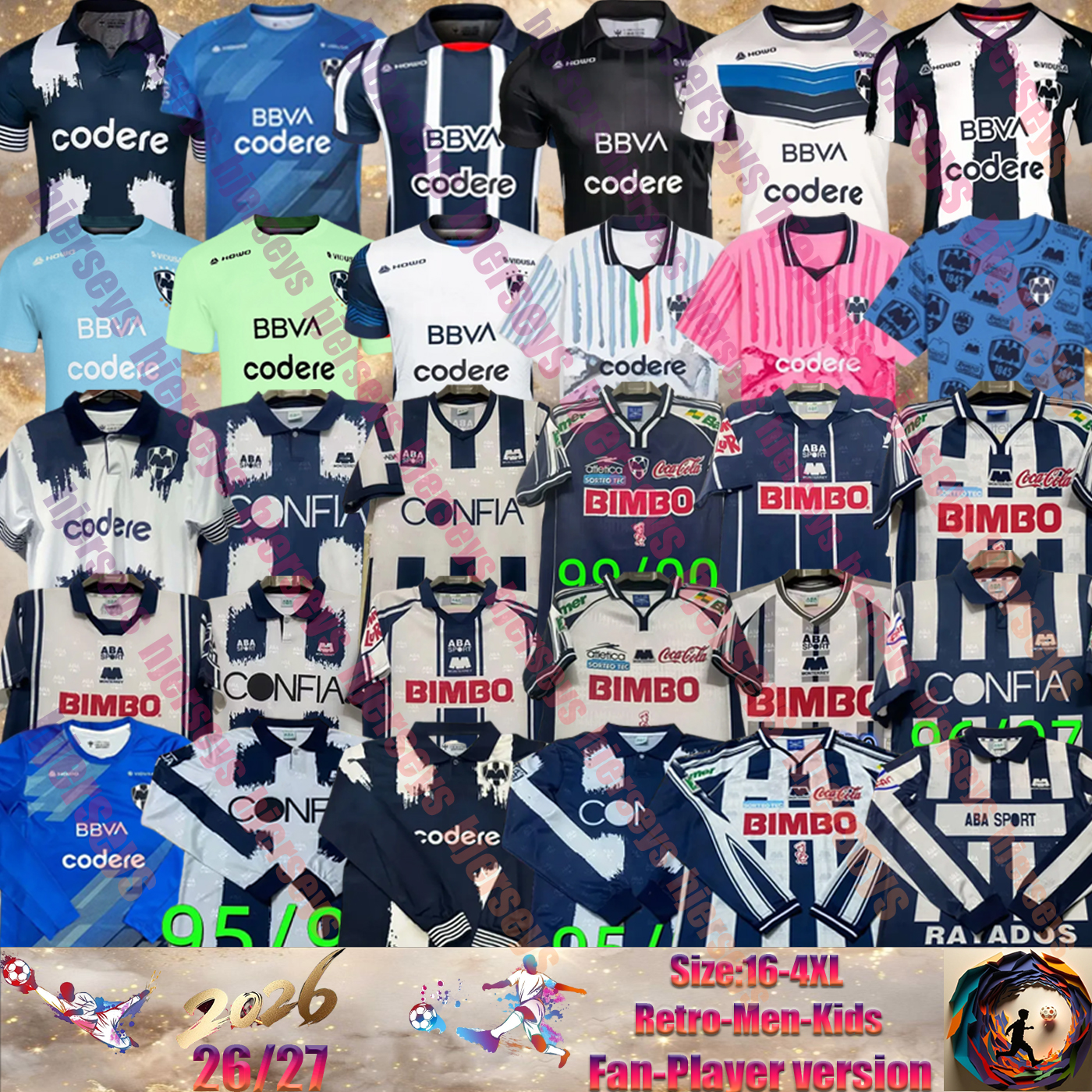 Monterrey soccer jersey 24 25 26 rayados Fan men kids kit home football shirt 2024 2025 2026 SERGIO RAMOS 93 BERTERAME VAZQUEZ CANALES Liga mx MORENO CORTIZ0 Away Third