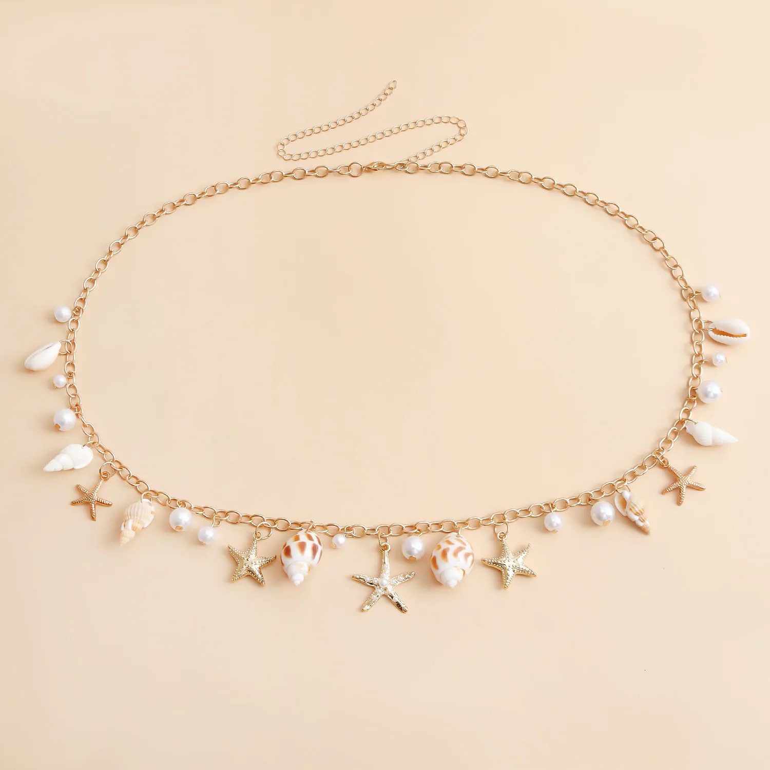 Bohemian Summer Beach Shell Waist Chain for Women Seaside Pearl Starfish Conch Pendant Body Chain Fashion Jewelry Gift 260107