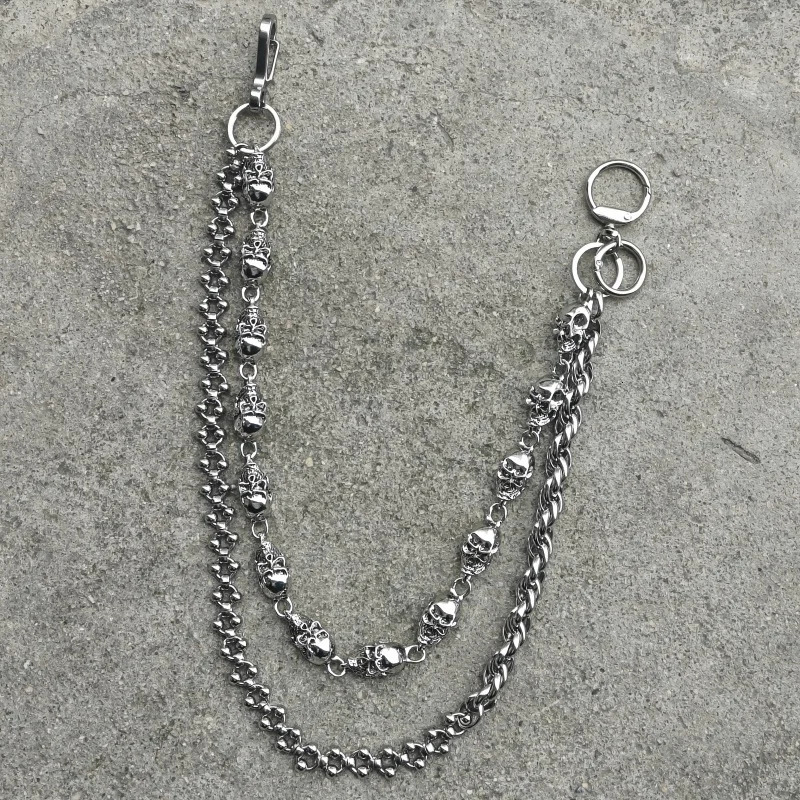 Original DIY Skull Pants Chain Stainless Steel Round Beads Combination Locomotive Chain Punk Men And Women Accessories 260107