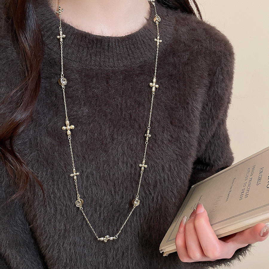 Tiger Eye Stone Flower Pearl Simple Fashion Elegant Versatile Sweater Chain Light Luxury High-End Sense Necklace for Women - view 7