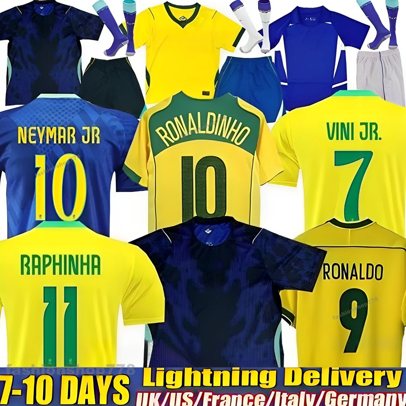 NEW 26 27 Brasil Soccer Jerseys 25 26 BraziLS Retro Jersey NEYMAR JR VINI JR Endrick Ronaldo PELE Vintage Ronaldinho Camisa De Futebol Brasil Kid Kits 1998 2002 2004