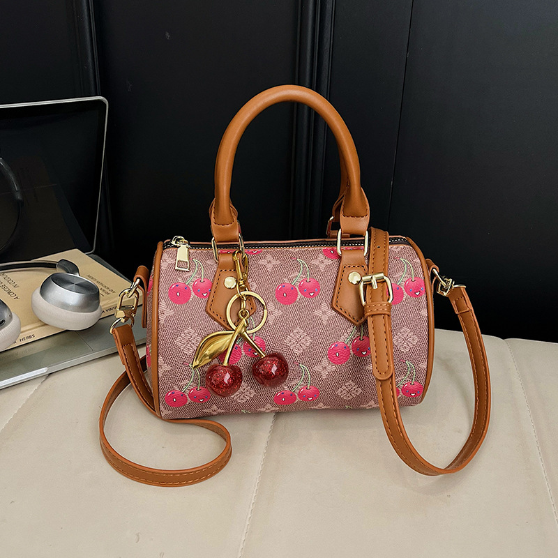 High-end small-batch women's 2026 new style vintage flower fashion print crossbody bag cylinder bag handbag pillow bag
