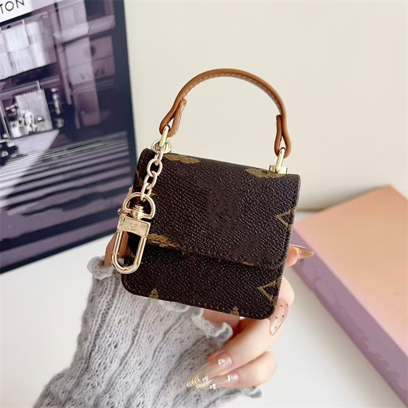 Luxury Earphone Case Designer AirPods Case for Airpods Pro 2 3 4 airpods 3 airpods 4 Case Earphone Package Keychain Leather Protector Bag Charm with chain