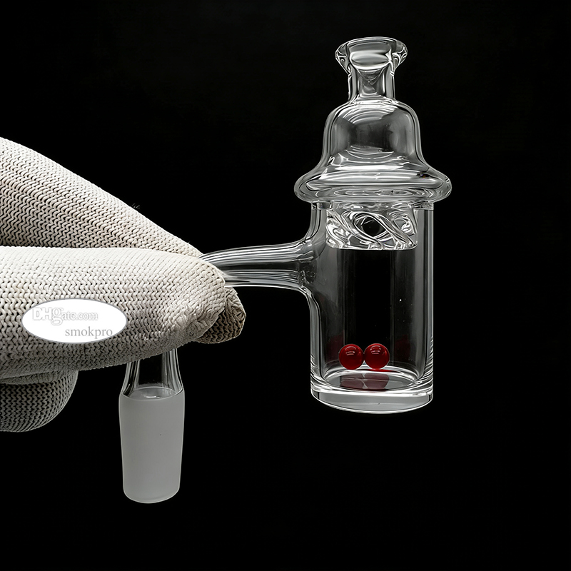 25mm Full Weld Bucket Banger Set With Clear Vortex Spinner Carb Cap / 2pcs 6mm Ruby Beads