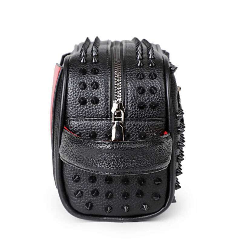 Fashion Rivet Design Bag High Quality PU Leather Clutch Bags Money Purse For Cyberpunk Style Waist Strap Men Wallets Sac High Quality Luxury Bag
