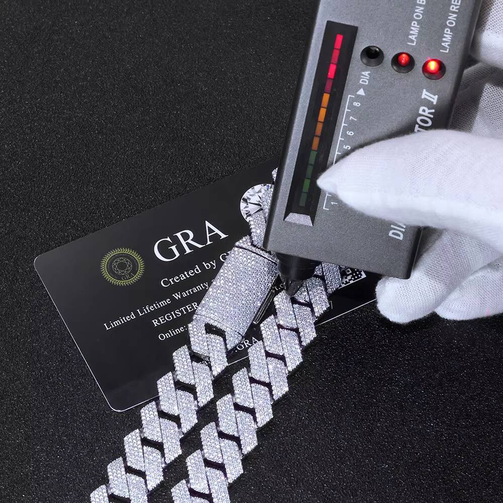 NUOYA 15mm Iced Out Cuban Link Necklace Men Hip Hop Jewelry Shiny VVS Moissanite 925 Silver Chain Gift for Party