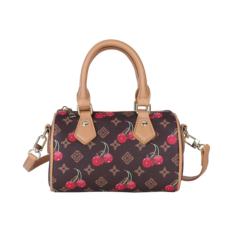 High-end small-batch women's 2026 new style vintage flower fashion print crossbody bag cylinder bag handbag pillow bag